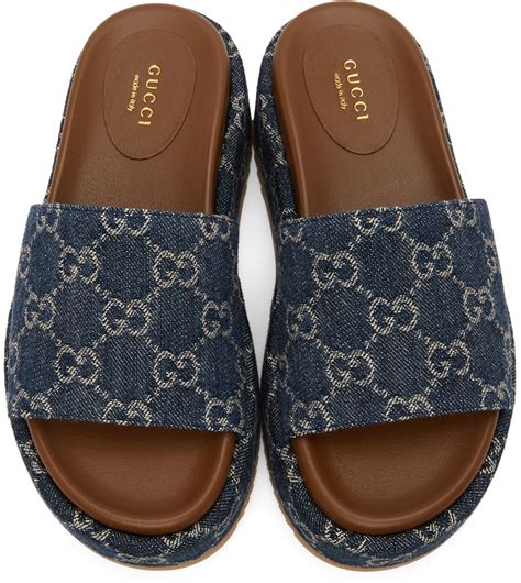 gucci denim shoe|gucci denim platform slides.